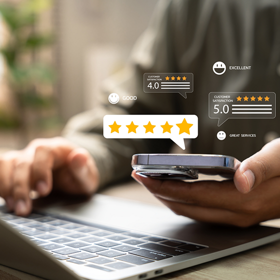 Looking at five star reviews on cell phone